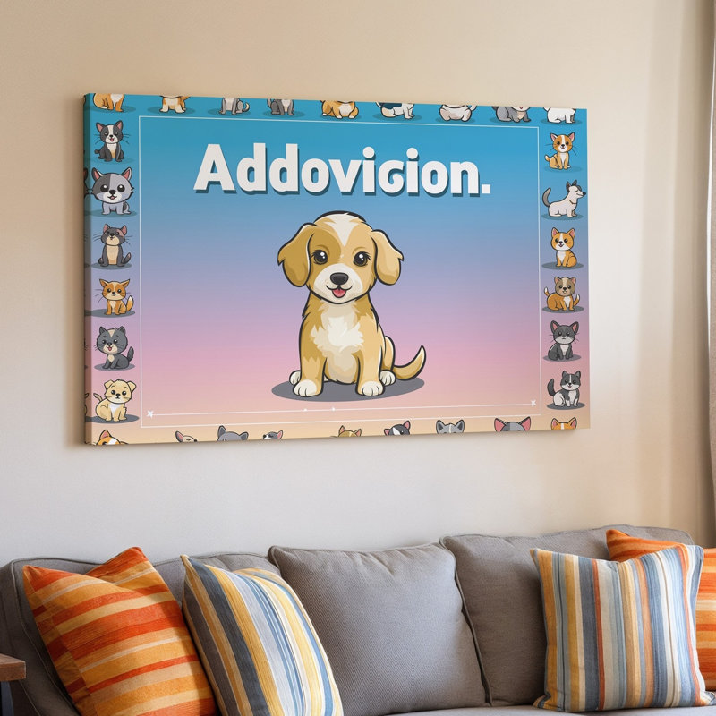 Reproduction d'art sur toile, "Adoption d'un animal vibrant et réconfortant avec un art mural", H 16 po x l 20 po