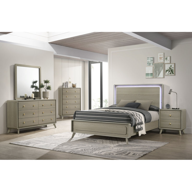 5-Drawer Dresser 61" Wide Modern Storage Dresser, Curved Edge, Anti-tipping for Room, Hallway and Entryway(61"L*16"W*36"H)