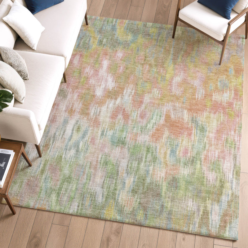 Premium Machine Washable Mayfield AMF2129 abstract Rug, 5' x 7'6", Coral