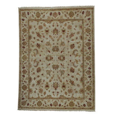 Tapis rouge / beige de haute qualité noué à la main de conception unique