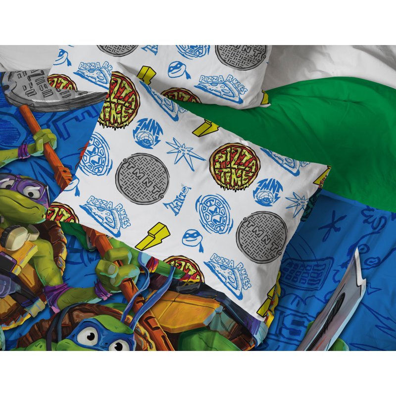 Paramount Nickelodeon TMNT Mutant Mayhem 5 Piece Twin Bed Set With Sham, 100% Microfiber
