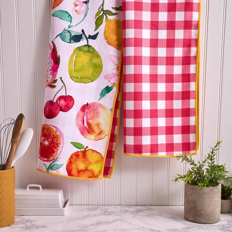 Printed Microfiber Dishtowel Set/2, Bright Blooms