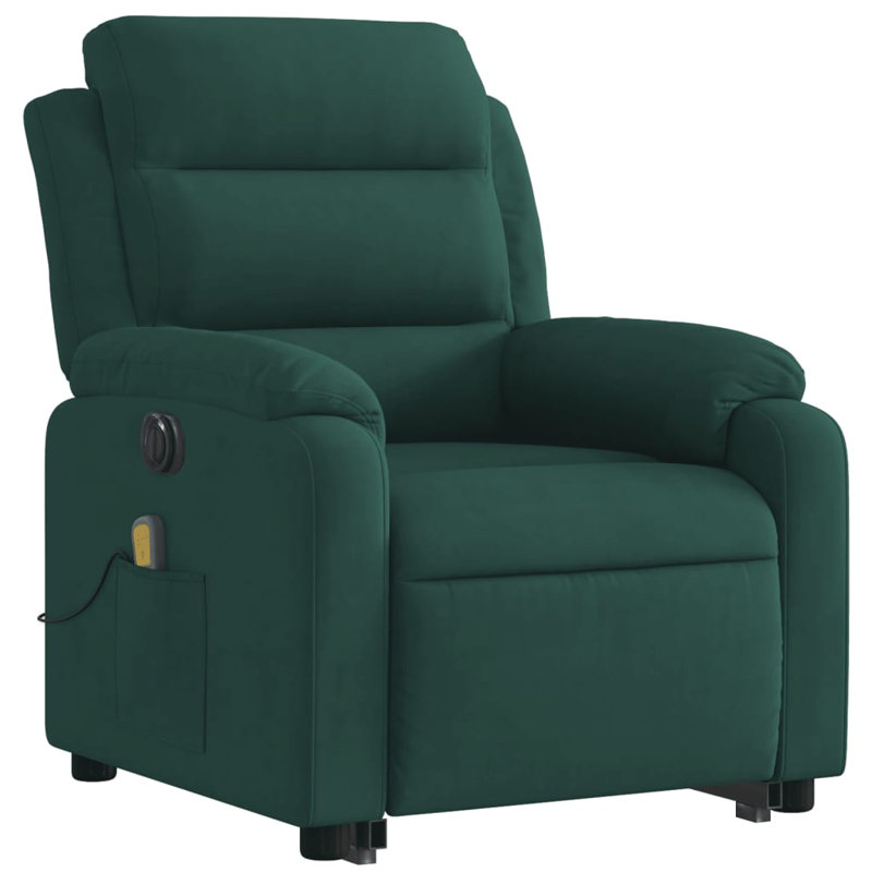 Upholstered Massage Chair, Electric Push Back, Dark Green