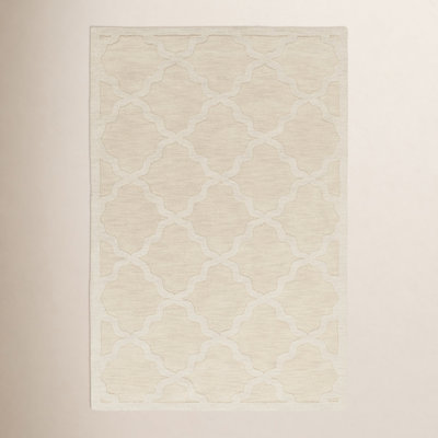 Romina Beige Handmade Wool Geometric Rug