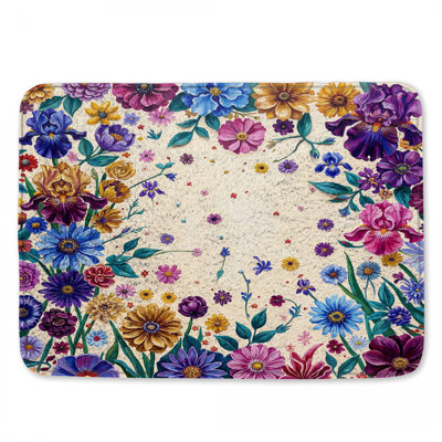 Colorful Floral Arrangement Bath Mat