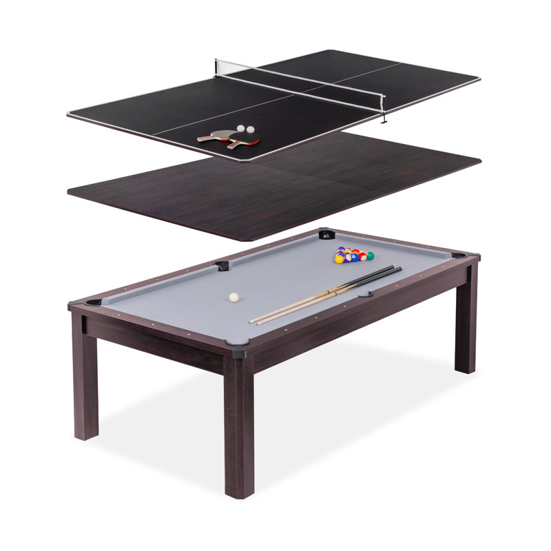 Gosports 3-in-1 Multi Game Pool Table Set Combo with Dining Top, and Table Tennis - Includes Accessories, 7 ft, Dark Oak