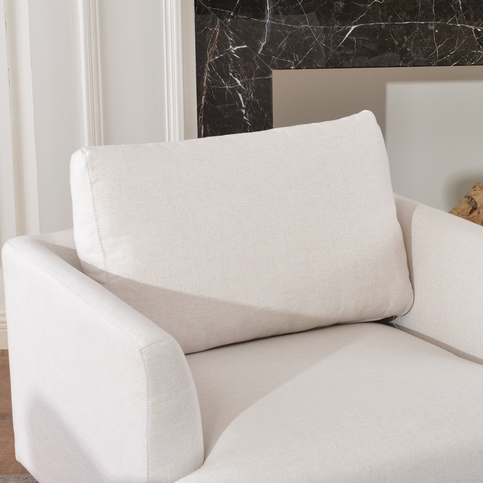Miller Walnut Armchair, Ivory Linen Blend