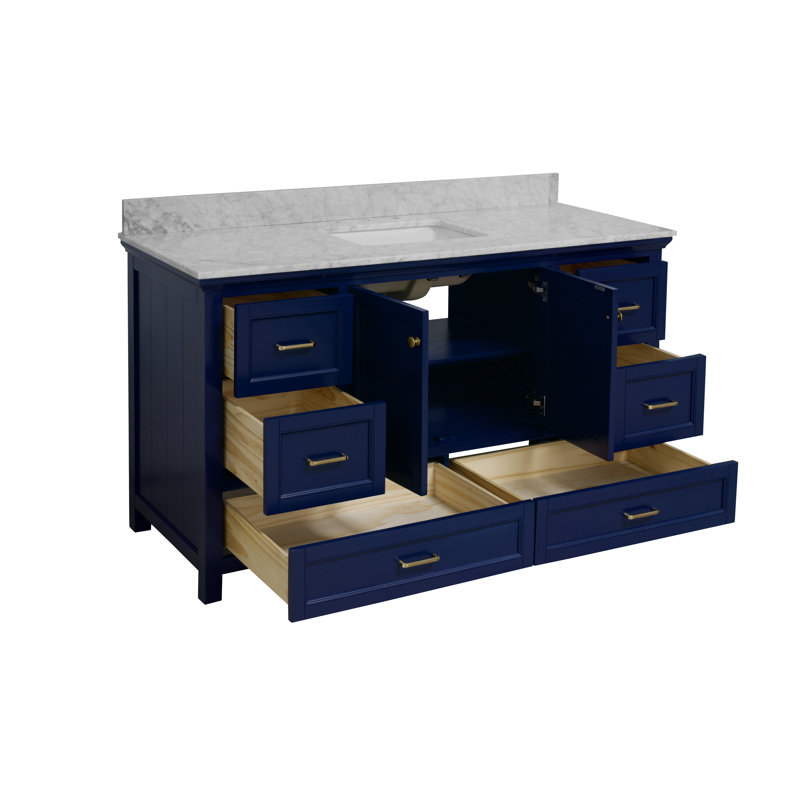 Ensemble de meuble-lavabo simple 60 po Maven, Bleu royal