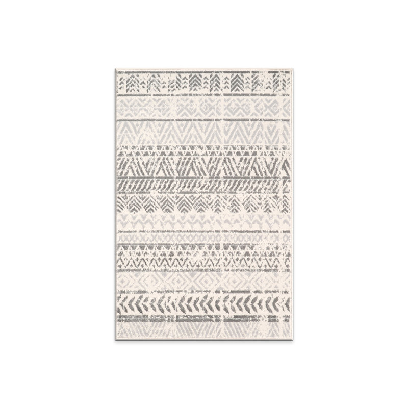 Humphrey Southwestern Light Gray/Dark Gray/Ivory Area Rug in Gray, Rectangle 2'7" x 4'