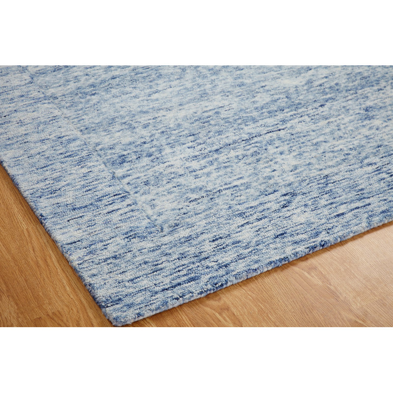 Hand-Tufted Wool Blue Area Rug, Rectangle 9'6" x 13'