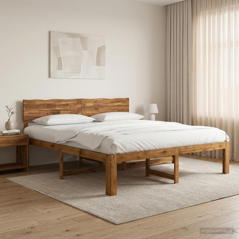 Solid Wood Bed Frame, Super King (6'), Natural