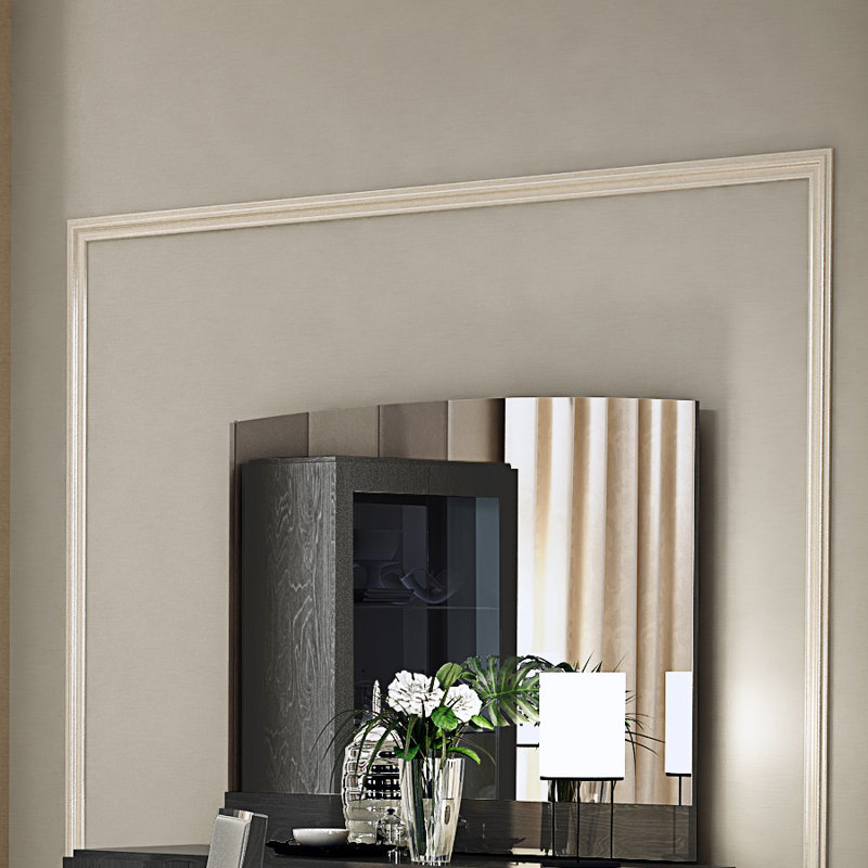 Geona Wood Wall Mirror, Gray