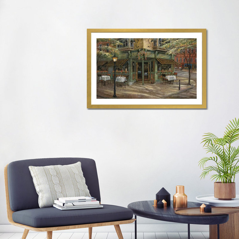 Mandi's Café, 24" H x 32" W x 1" D, White, Gold Paper