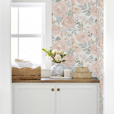Papier peint adhésif floral Orainege - Papier peint auto-adhésif amovible avec motif floral pivoine