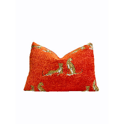 Chenille Embroidered Cheetah Lumbar Pillow Cover