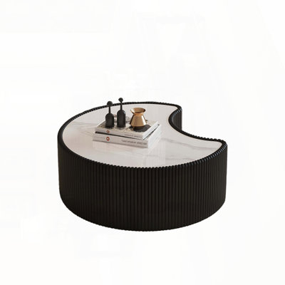 Light Sintered Stone Top Irregular Shape Leather Coffee Table – Modern Sofa Table