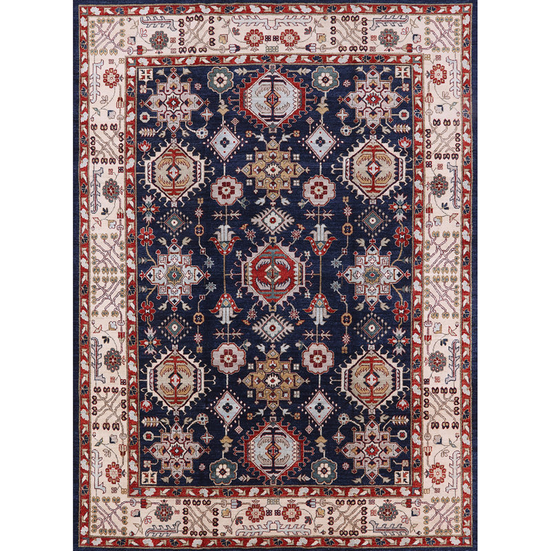 Tapis oriental bleu / beige / rouge, Rectangle 5 pi x 8 pi