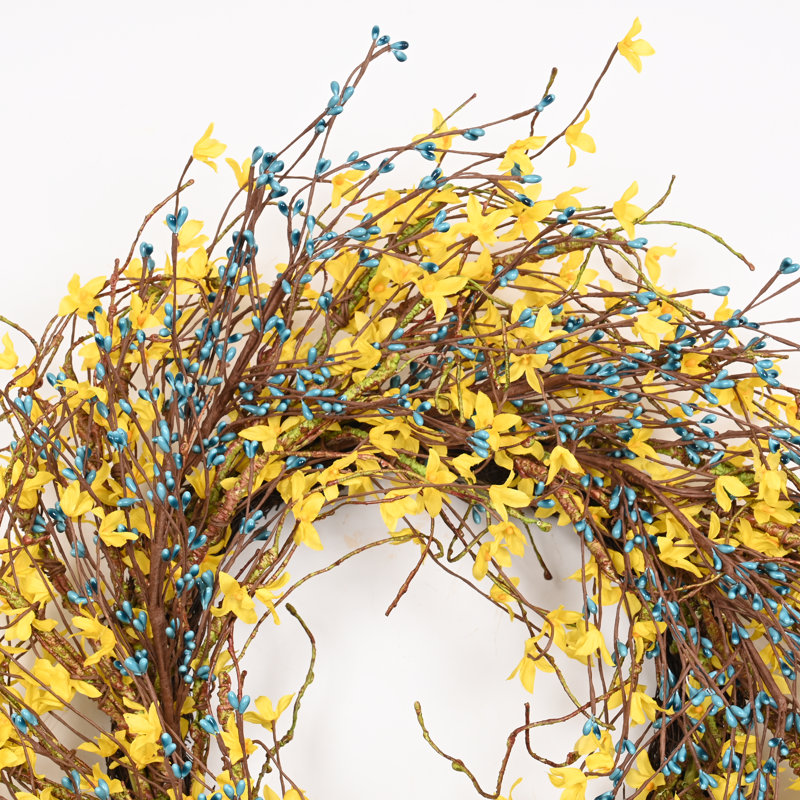 Couronne de porte 24 po, Bleu / Vert