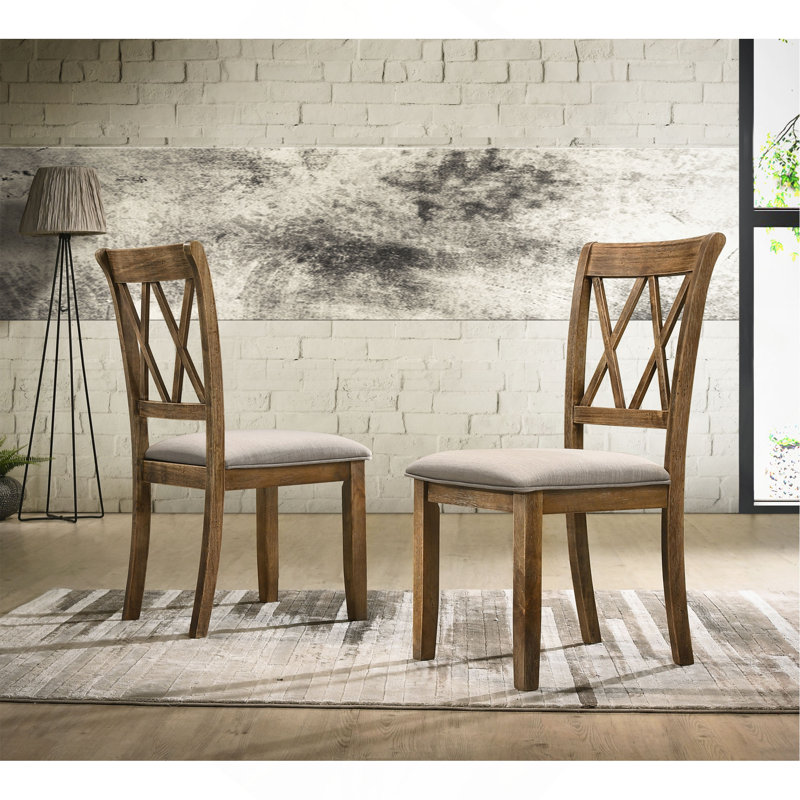 Ensemble de 2 chaises rembourrées en tissu, Brun