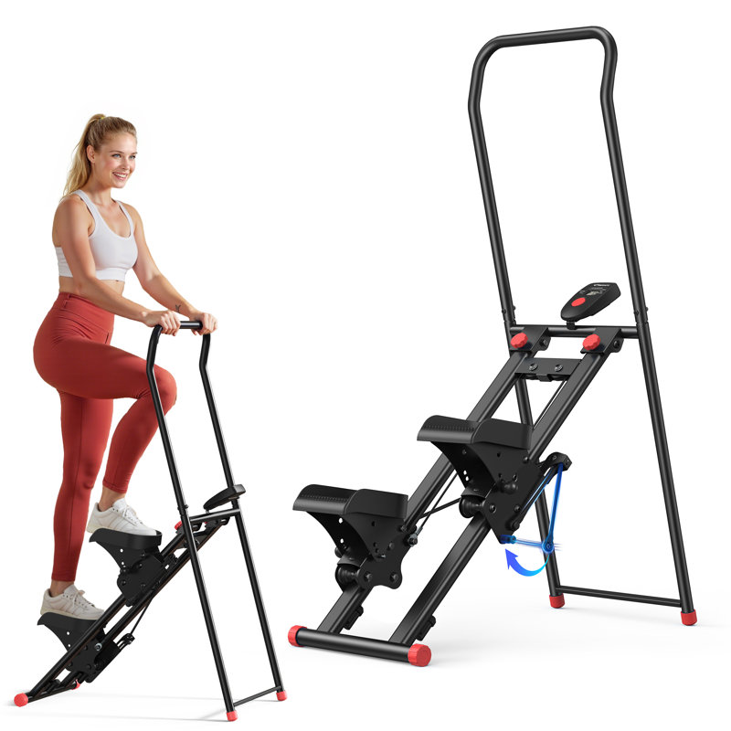 MERACH Stair Stepper for Home Gym Exercise, New Version Stairmaster for Full-Body Workout, Compact Folding Stair Climber with Extended Step Range, Adjustable Handlebar/Pedal