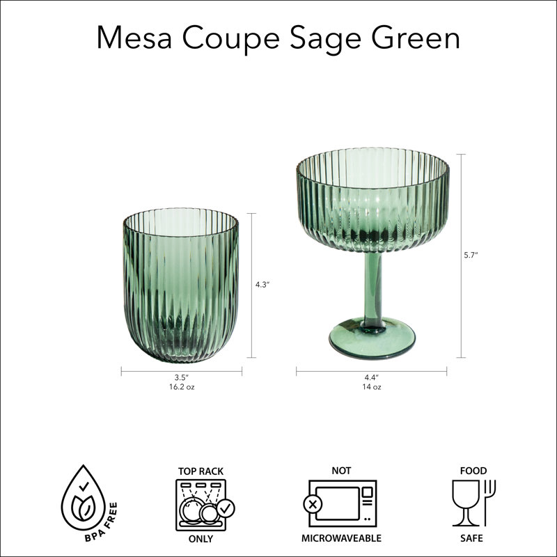 Mesa Acrylic Stemless Wine Glass , Green