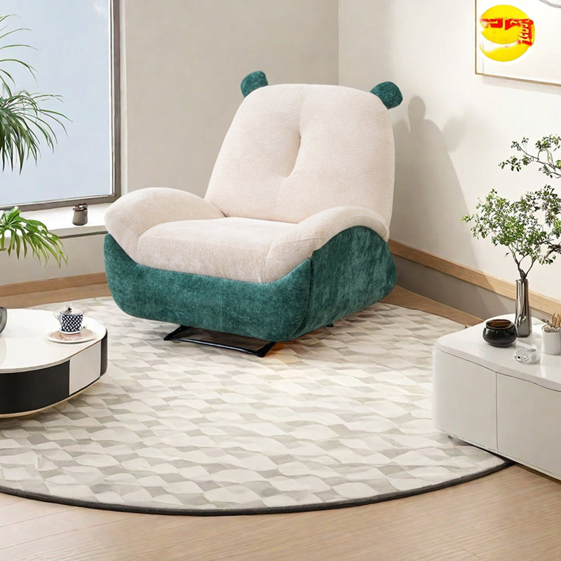 Minimalist style ergonomic lounge chair, Green/Beige