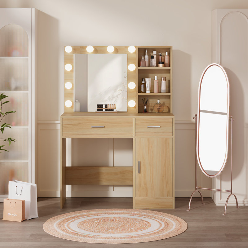 Coiffeuse avec ampoules, Bois