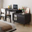 Bureau en L en bois massif noir avec commode et tiroir-1824907126