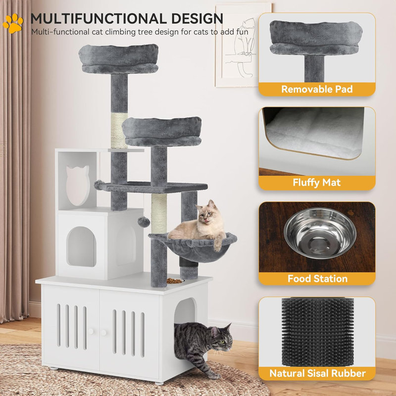 Estellene 59'' H Cat Tree, Blanc