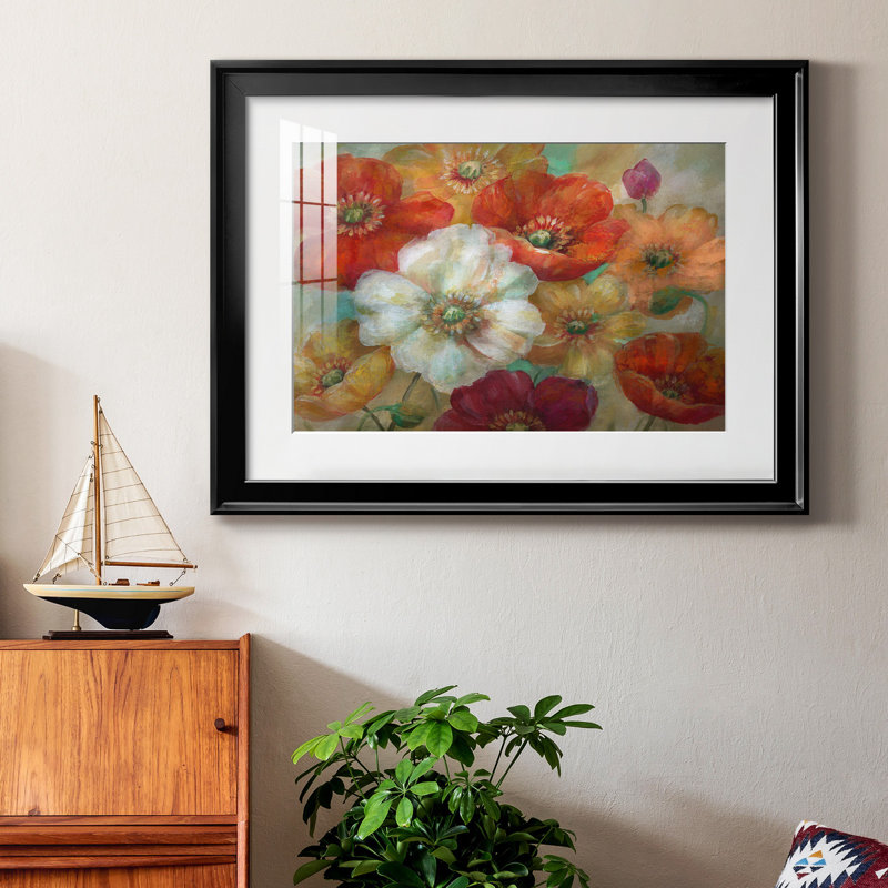 Poppycentric - Peinture encadrée, Cadre noir, H 26,5 po x l 36,5 po x P 1,5 po