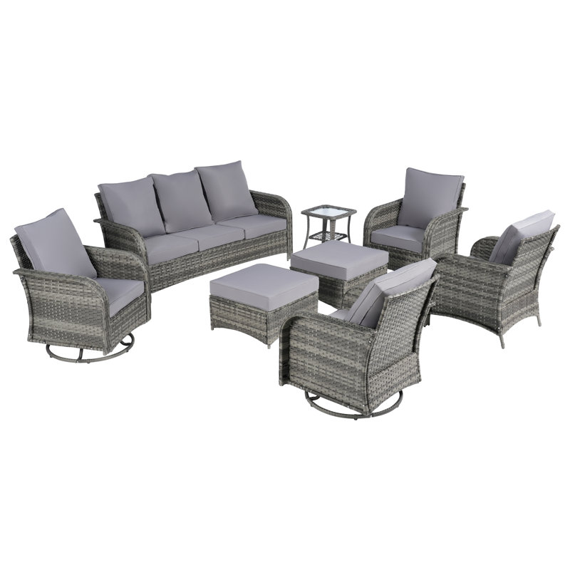 Ensemble de conversation pour 9 personnes, Gris