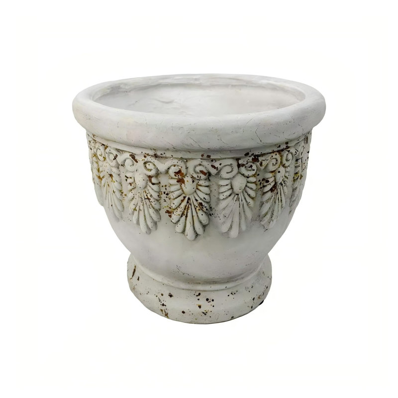 Rust Finish Magnesium Oxide Garden Planter Urn with Drainage Hole, 15.74" Square Outdoor Decor
