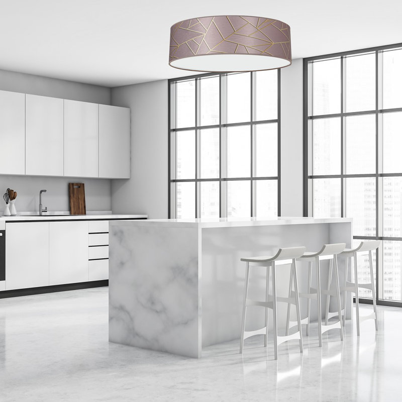 Ziggy Cotton / Cotton Blend Flush Mount, Pink/Gold