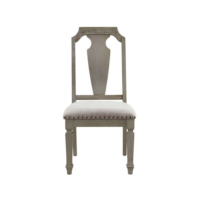 Chaise d'appoint en lin beige et chêne vieilli, ensemble de 2