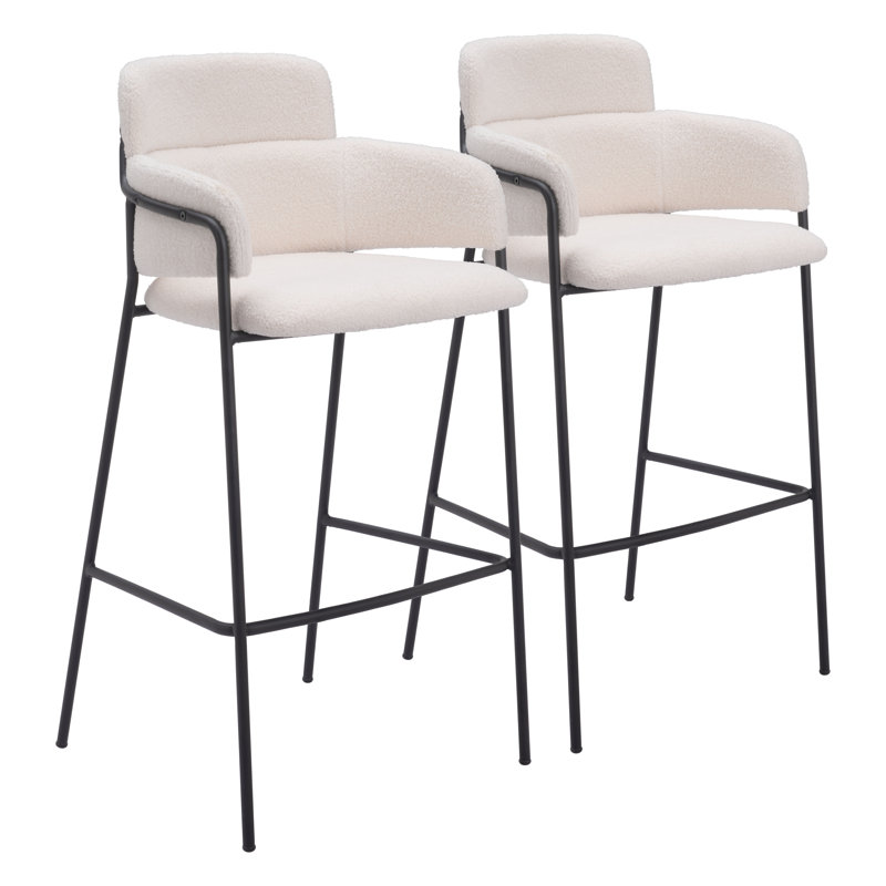 Kidman Upholstered Counter Stool, Cream, Bar Stool (29.9" Seat Height)