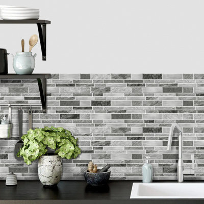 12-Sheet Peel and Stick Wallpaper, Subway Tile 4.72''x9.68'' Self Adhesive Wall Tiles Waterproof PVC Stick on Backsplash Vinyl Decorative Tiles Stickers for Kitchen Bathroom