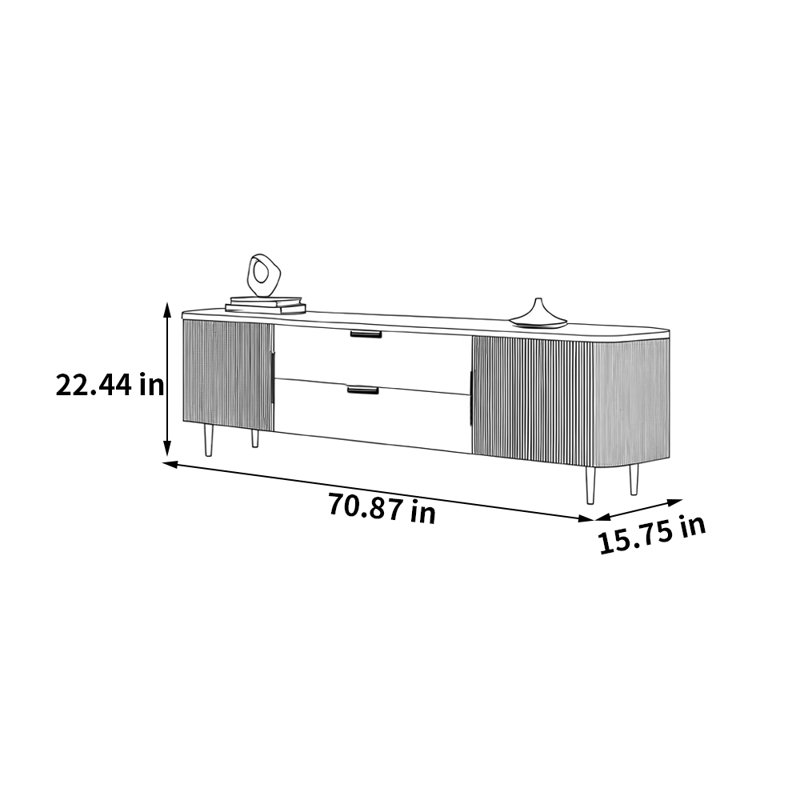 Meuble de rangement moderne et minimaliste pour meuble télé, H 22,44 po x L 70,87 po x l 15,75 po