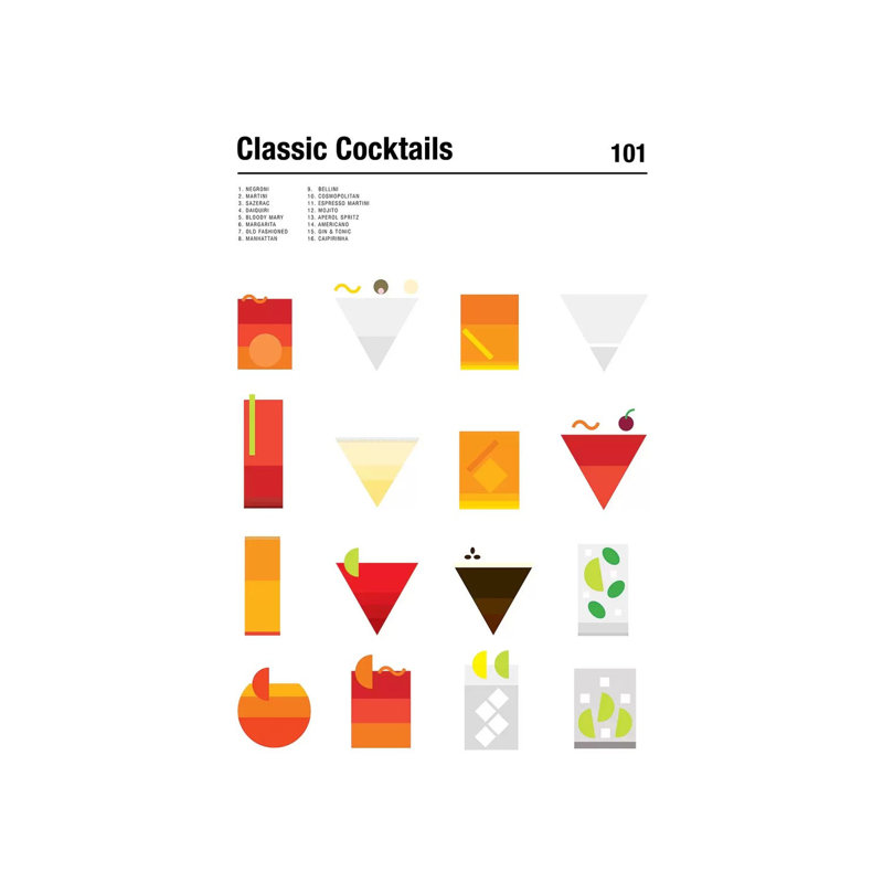 Classic Cocktails 101 by Nick Barclay - Print on Canvas, 101.6 cm H x 66.04 cm W x 1.91 cm D, Wrapped Canvas