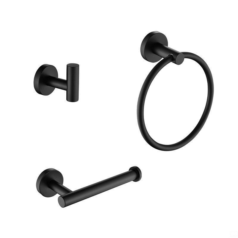 Ensemble de quincaillerie de salle de bain 3 pièces, Noir mat