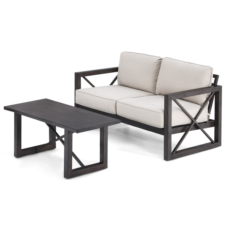 Indiren 2 - Person Patio Conversation Sets with Cushions