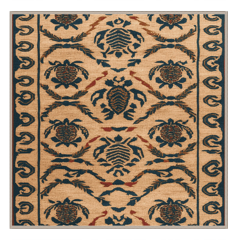  Tapis hawaïen lavable à motifs Honu, Carré 7 pi