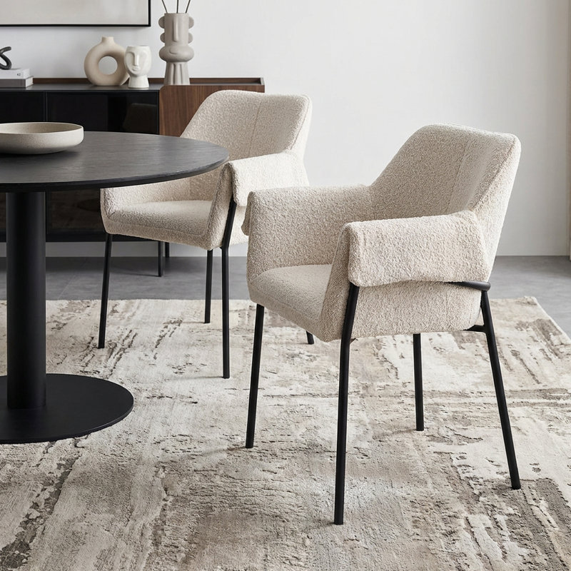 Ensemble de deux fauteuils de salle à manger crème et noirs Boucle