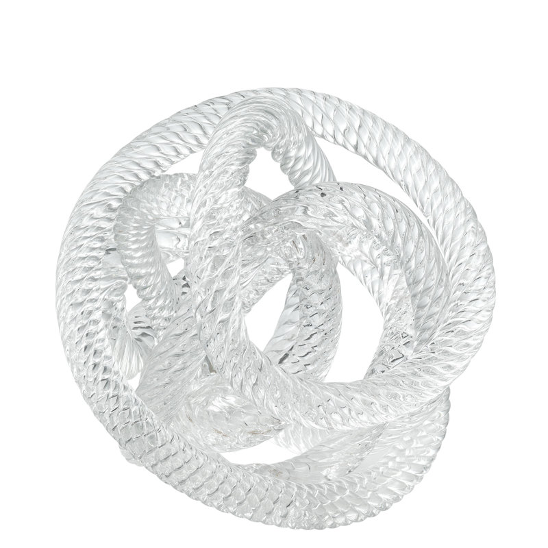 Dominico Glass Rope Desk Accessory Sculpture, 5.91" H x 5.91" W x 5.91 D