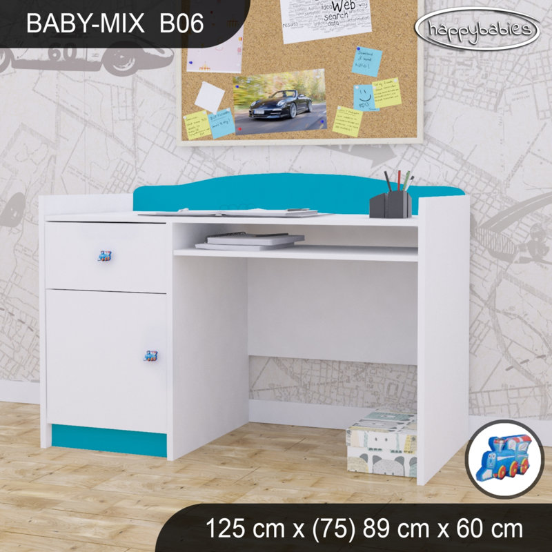 125cm Computer Desk, Blue