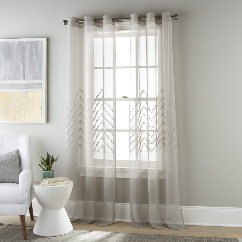 Paire de rideaux transparents avec œillets Jaybin, gris