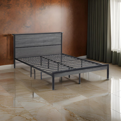 Sraddha Metal Full Panel Bed Light Oak