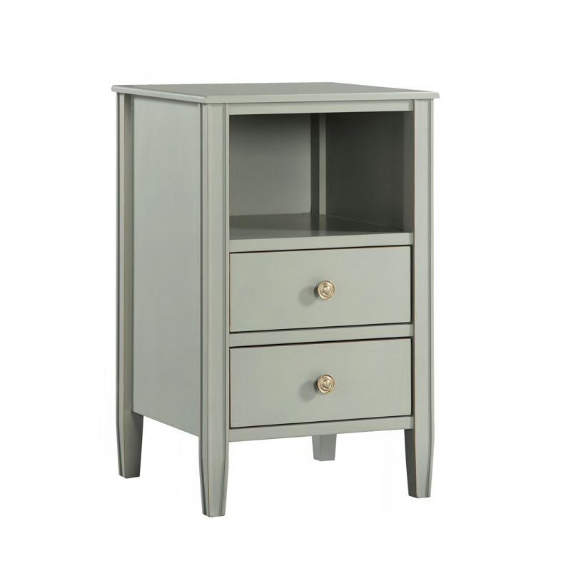 Winston 2-Drawer Storage Nightstand, Antique Gray