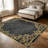 1PC Dark Charcoal Gold Vintage Baroque Filigree Frame area rugs for Living Room, Soft and Comfortable, Suitable for all seasons, easy-to-maintain, machine washable Indoor floor mat, Under Table Farmhouse suitable for Dining Table, Kitchen, Bedroom,-1643866316