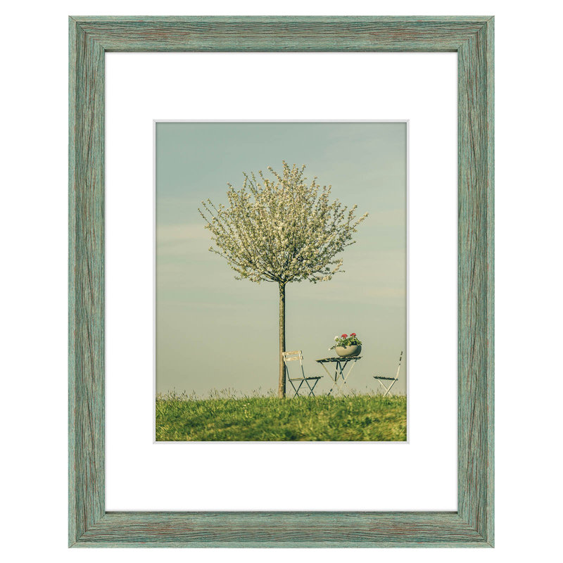 Cadre photo vert avec passe-partout blanc, L 8 po x H 10 po, Vert