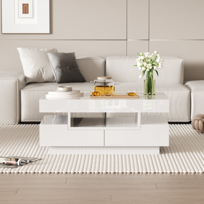 Coffee Table with Storage, White